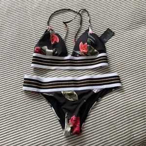 Black floral bikini! NWOT